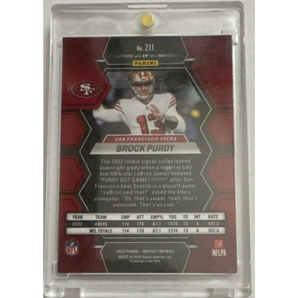 2023 Panini Mosaic Brock Purdy Green Mosaic Prizm San Francisco 49ers #211